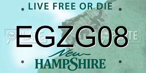 EGZG08 New Hampshire License Plate