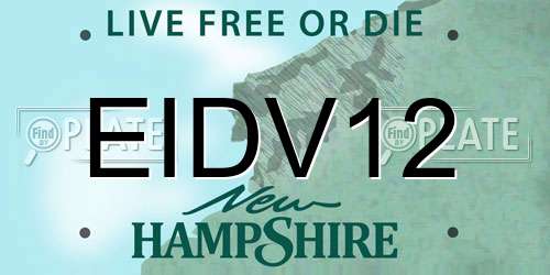 EIDV12 New Hampshire License Plate