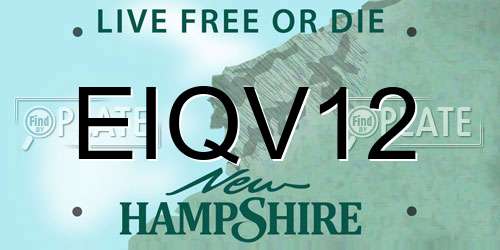 EIQV12 New Hampshire License Plate