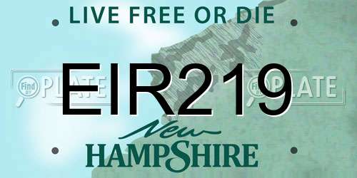 EIR219 New Hampshire License Plate