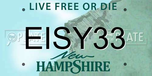 EISY33 New Hampshire License Plate