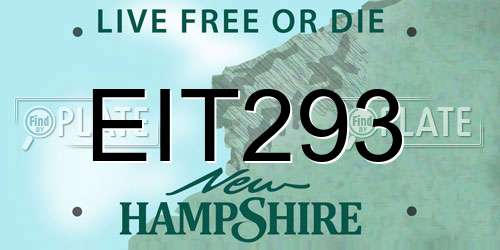 EIT293 New Hampshire License Plate