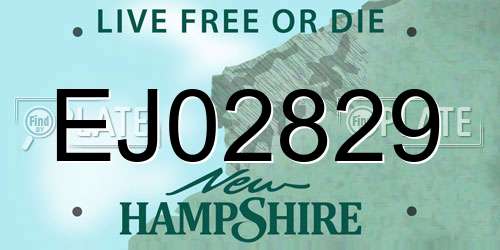 EJ02829 New Hampshire License Plate