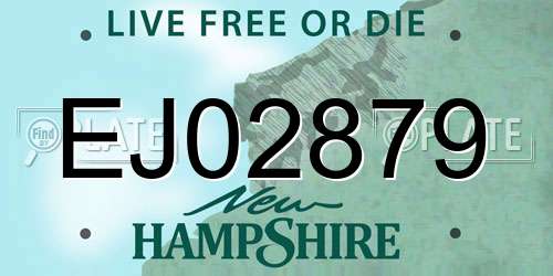 EJ02879 New Hampshire License Plate