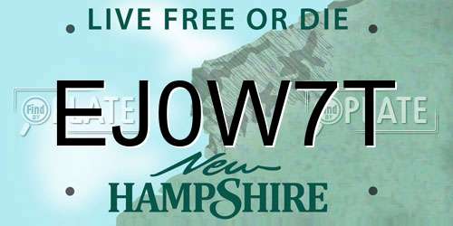 EJ0W7T New Hampshire License Plate