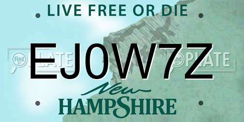 EJ0W7Z New Hampshire License Plate