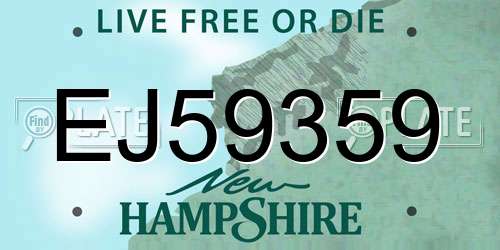 EJ59359 New Hampshire License Plate