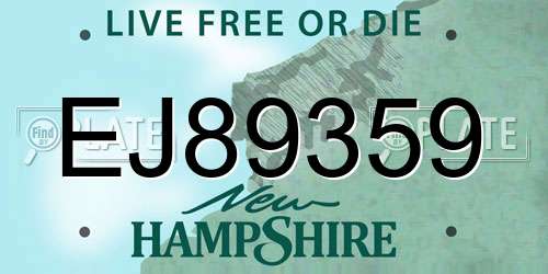 EJ89359 New Hampshire License Plate