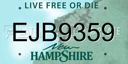 EJB9359 New Hampshire License Plate