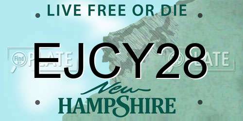 EJCY28 New Hampshire License Plate