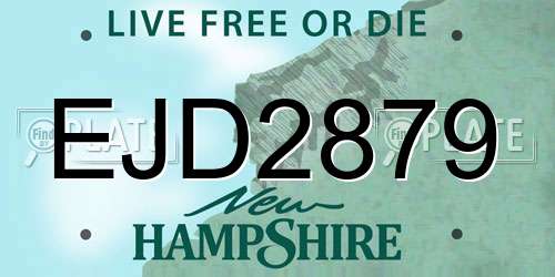EJD2879 New Hampshire License Plate