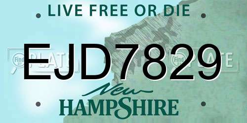 EJD7829 New Hampshire License Plate