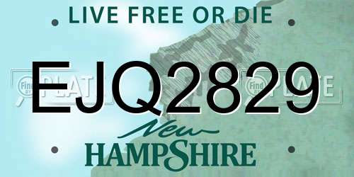 EJQ2829 New Hampshire License Plate