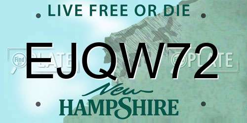 EJQW72 New Hampshire License Plate