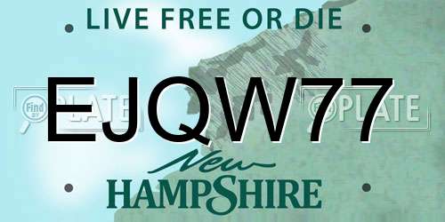 EJQW77 New Hampshire License Plate