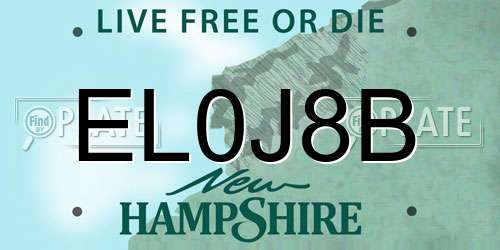 EL0J8B New Hampshire License Plate