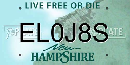 EL0J8S New Hampshire License Plate