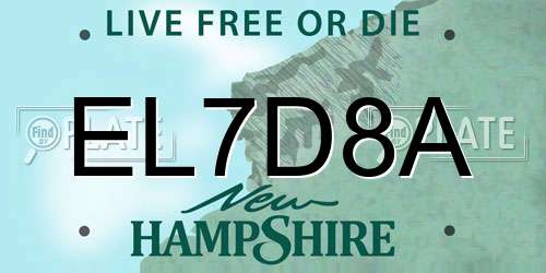 EL7D8A New Hampshire License Plate