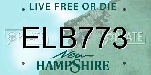 ELB773 New Hampshire License Plate