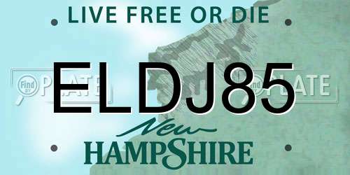 ELDJ85 New Hampshire License Plate