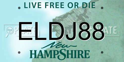 ELDJ88 New Hampshire License Plate