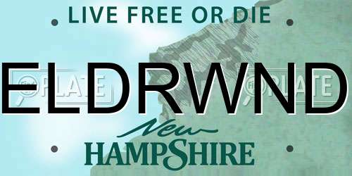 ELDRWND New Hampshire License Plate
