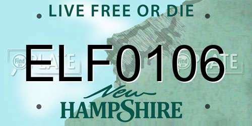 ELF0106 New Hampshire License Plate