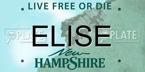 ELISE New Hampshire License Plate