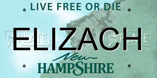 ELIZACH New Hampshire License Plate