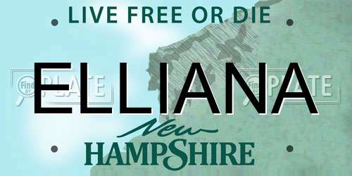 ELLIANA New Hampshire License Plate