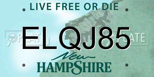 ELQJ85 New Hampshire License Plate