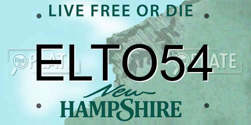 ELTO54 New Hampshire License Plate