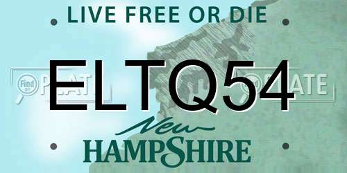 ELTQ54 New Hampshire License Plate