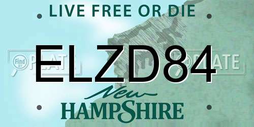 ELZD84 New Hampshire License Plate