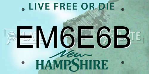 EM6E6B New Hampshire License Plate