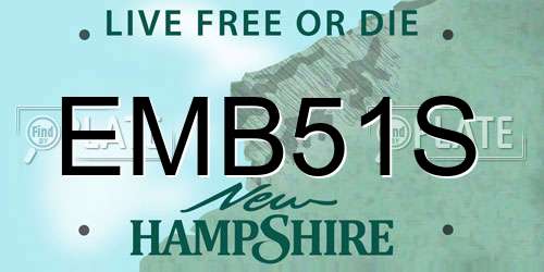 EMB51S New Hampshire License Plate