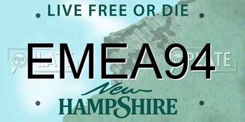 EMEA94 New Hampshire License Plate