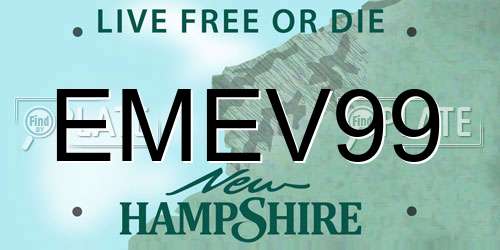 EMEV99 New Hampshire License Plate