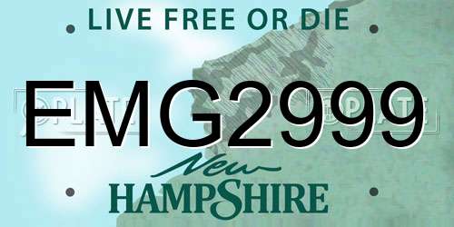 EMG2999 New Hampshire License Plate