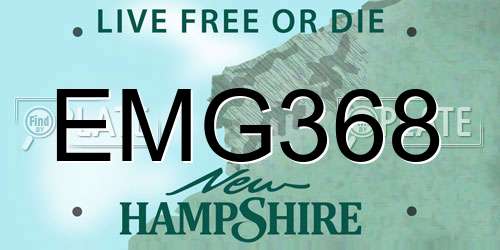 EMG368 New Hampshire License Plate