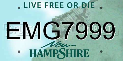 EMG7999 New Hampshire License Plate