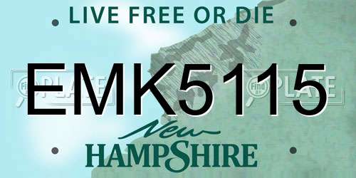 EMK5115 New Hampshire License Plate