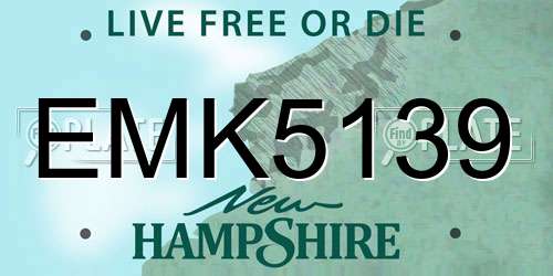 EMK5139 New Hampshire License Plate