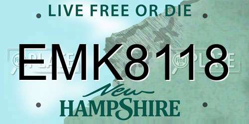 EMK8118 New Hampshire License Plate