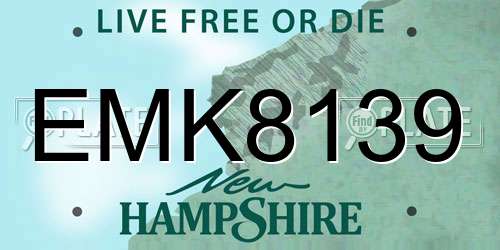 EMK8139 New Hampshire License Plate