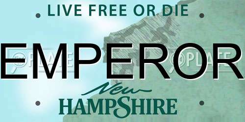 EMPEROR New Hampshire License Plate