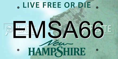 EMSA66 New Hampshire License Plate