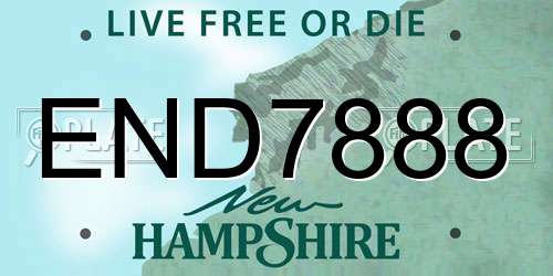 END7888 New Hampshire License Plate