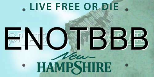 ENOTBBB New Hampshire License Plate