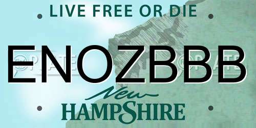 ENOZBBB New Hampshire License Plate